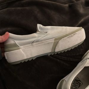 Women’s light blue stacked slip on vans!